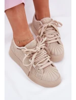 Dámské tenisky se zdobením na platformě béžové Eanneth Dámské tenisky se zdobením na platformě béžové Eanneth