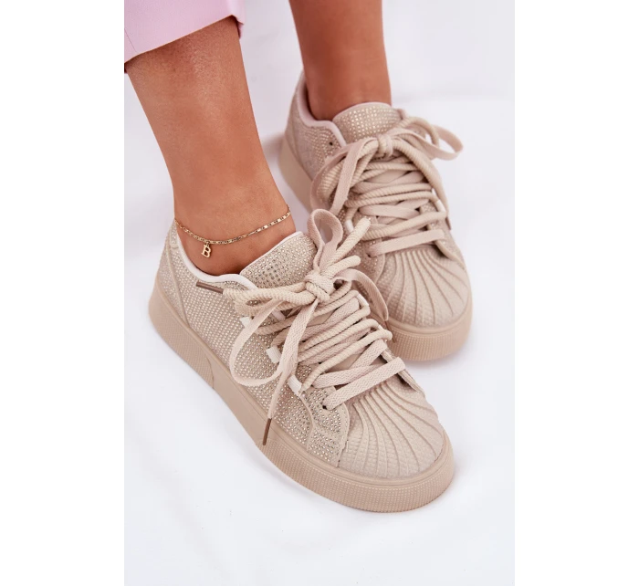 Dámské tenisky se zdobením na platformě béžové Eanneth Dámské tenisky se zdobením na platformě béžové Eanneth