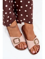 Dámské pantofle s přezkou na korkové platformě růžové Zavira Dámské pantofle s přezkou na korkové platformě růžové Zavira