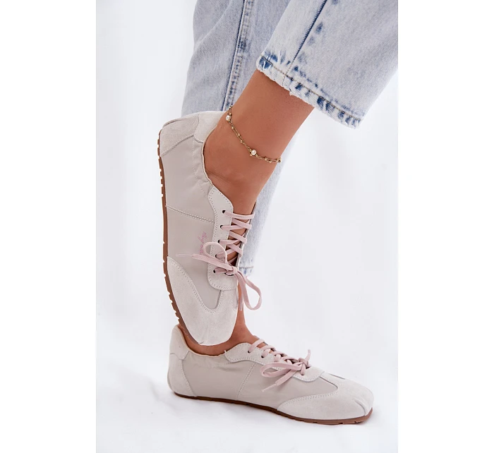 Semišové Nízké Dámské Tenisky Big Star TT274599 Béžové