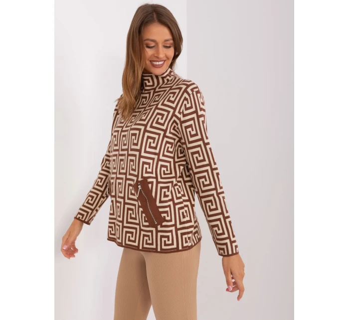 Sweter AT SW model 18955182 brązowy - FPrice Sweter AT SW model 18955182 brązowy - FPrice