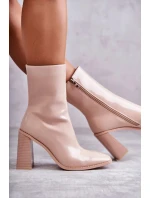 Dámské lakované kozačky Béžové Margit