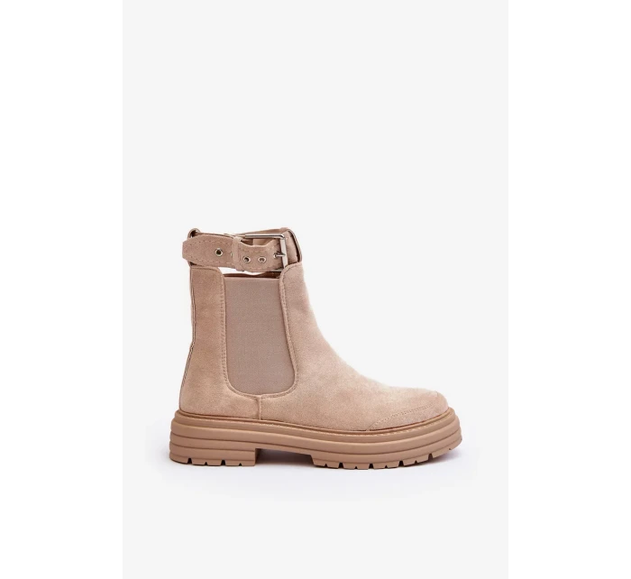 Semišové boty Chelsea na masivní podrážce, světle béžové Ozaro Semišové boty Chelsea na masivní podrážce, světle béžové Ozaro