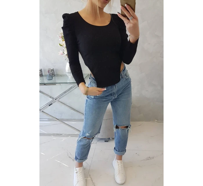 Halenka s buffovými rukávy černá