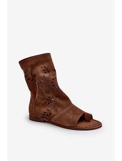 Zazoo Dámské Semišové Sandály S Na Zip Hnědé model 21652430 - Boto