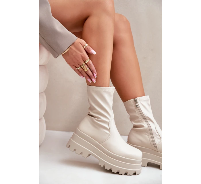 Boty Na Masivní Platformě Světle Béžové model 21679189 - Boto Boty Na Masivní Platformě Světle Béžové model 21679189 - Boto