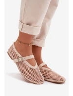 Síťované baleríny s páskem světle béžové Pherina