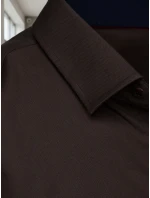 Pánská elegantní hladká tmavě hnědá košile SLIM FIT FashionStreet DX2682