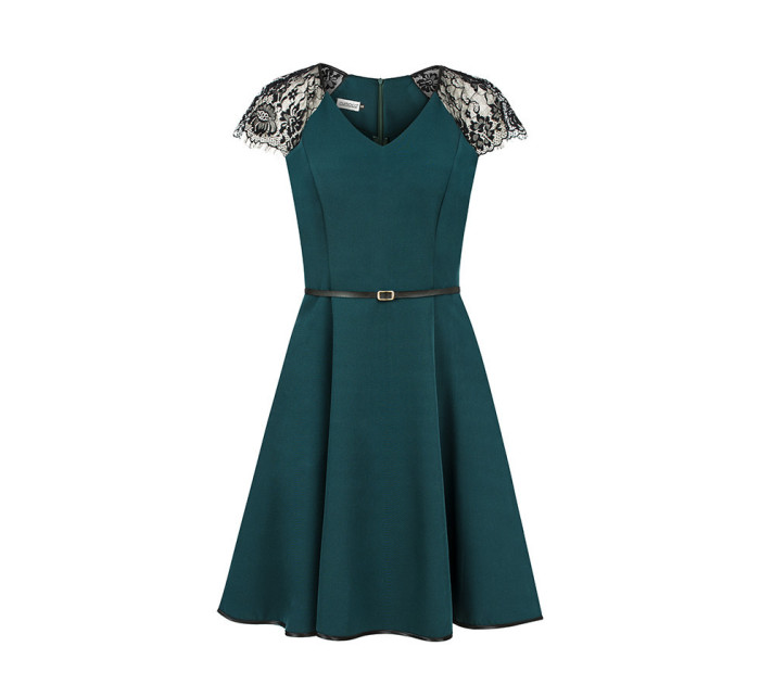 Zelené dámské šaty s krajkovými vsadkami model 7761411 - numoco