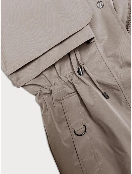 Tmavě béžová tenká dámská bunda parka s kapucí (2) model 19709855 - BH FOREVER
