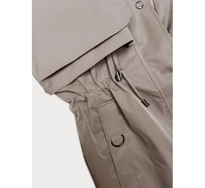 Tmavě béžová tenká dámská bunda parka s kapucí (2) model 19709855 - BH FOREVER Tmavě béžová tenká dámská bunda parka s kapucí (2) model 19709855 - BH FOREVER