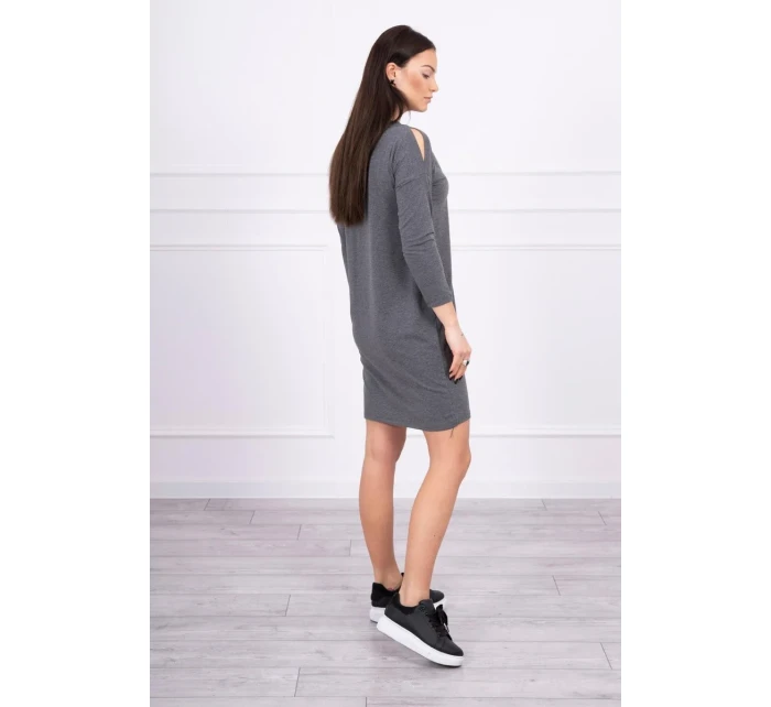 Šaty s potiskem Honey model 18744048 v grafitové barvě - K-Fashion Šaty s potiskem Honey model 18744048 v grafitové barvě - K-Fashion