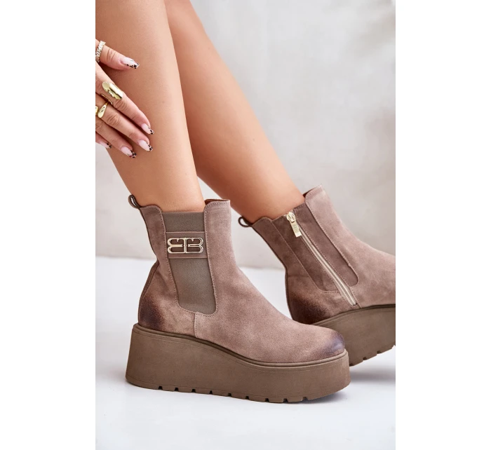 Zazoo 60498 Dámské Botky Chelsea Na Platformě A Klínu Černé