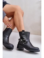 model 21673721 Kožené Boty Na Nízkém Podpatku Zateplené Černé - Zazoo model 21673721 Kožené Boty Na Nízkém Podpatku Zateplené Černé - Zazoo