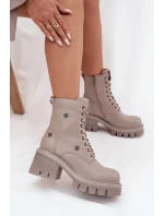 Kožené Workery Dámské Na S  Béžové model 21728563 - Artiker