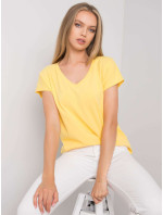 Žluté bavlněné tričko s výstřihem do V