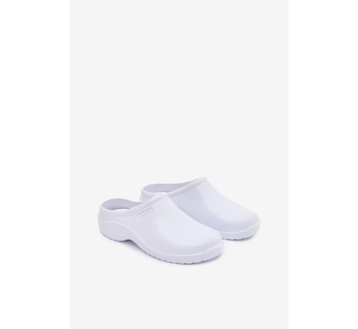 Pánské pěnové pantofle typu dřeváky – bílé