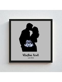 Personalizovaný magický fotoobraz v rámu - čtverec 20x20 - s párem a ultrazvukem