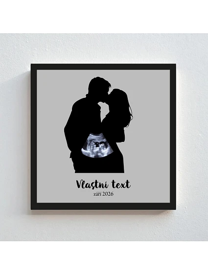 Personalizovaný magický fotoobraz v rámu - čtverec 20x20 - s párem a ultrazvukem Personalizovaný magický fotoobraz v rámu - čtverec 20x20 - s párem a ultrazvukem