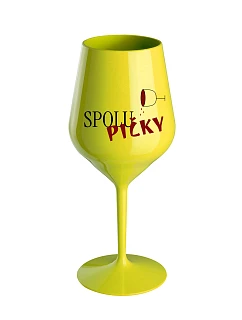 SPOLUPIČKY - žlutá nerozbitná sklenice na víno 470 ml