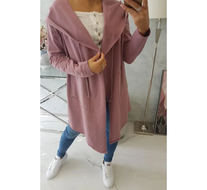 Volná bunda s kapucí 8928 tmavě růžová - Kesi