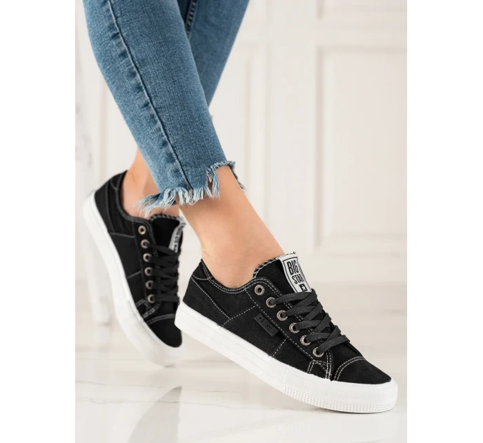 Módní  tenisky černé dámské bez podpatku