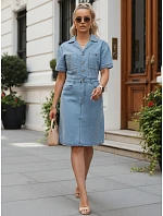 Dámské džínové šaty s krátkými rukávy, modré, FashionStreet EY2687 Dámské džínové šaty s krátkými rukávy, modré, FashionStreet EY2687