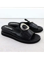 Dámské žabky na nízkém podpatku černé M.Daszynski Dámské žabky na nízkém podpatku černé M.Daszynski