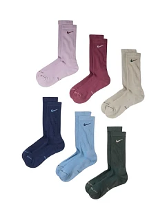 Ponožky Nike Everyday Elevated, 6 párů, růžové, modré, zelené, béžové, HQ8021 916
