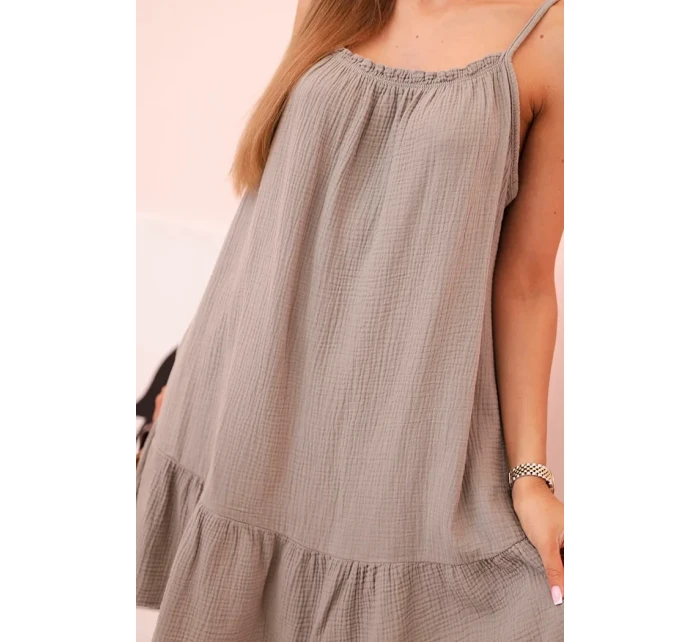 Dámské mušelínové šaty s ramínky a volánem fango