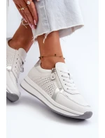 Dámské kožené tenisky na platformě bílé ligustr Dámské kožené tenisky na platformě bílé ligustr