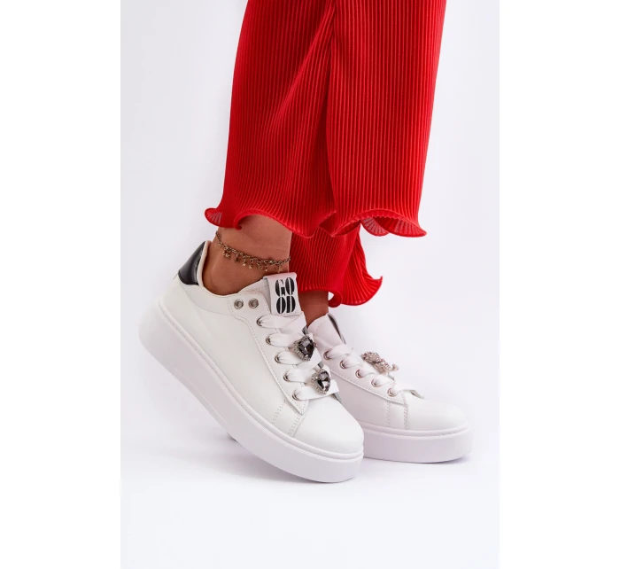 Dámské boty na platformě s ozdobami bílé model 21659166 - Boto Dámské boty na platformě s ozdobami bílé model 21659166 - Boto