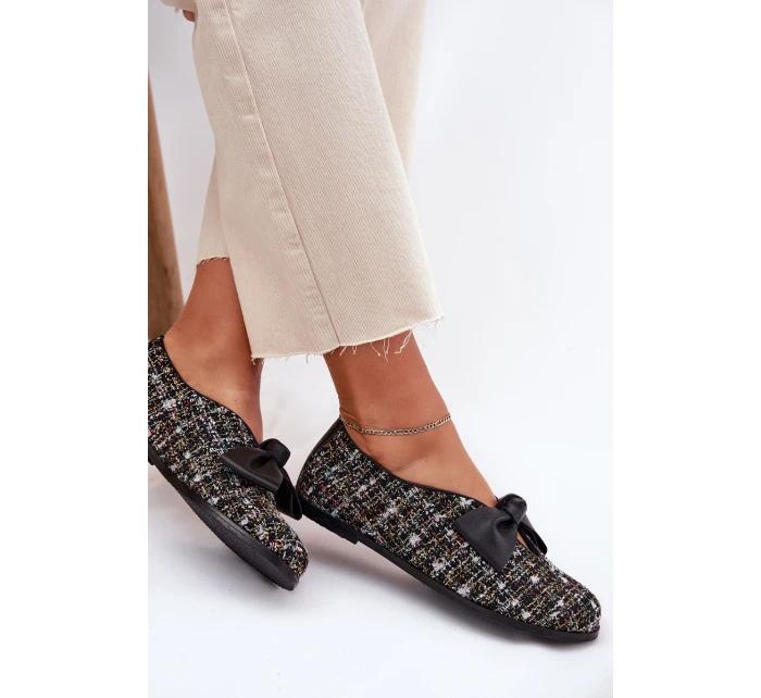 Kožené Baletky S Mašlí model 21695709 Černé - Laura Messi Kožené Baletky S Mašlí model 21695709 Černé - Laura Messi