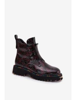 Lakované dámské kotníčková obuv z přírodní kůže s vyhříváním Artiker 57C0165 bordó Lakované dámské kotníčková obuv z přírodní kůže s vyhříváním Artiker 57C0165 bordó