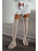 Dámské bavlněné hladké béžové podkolenky