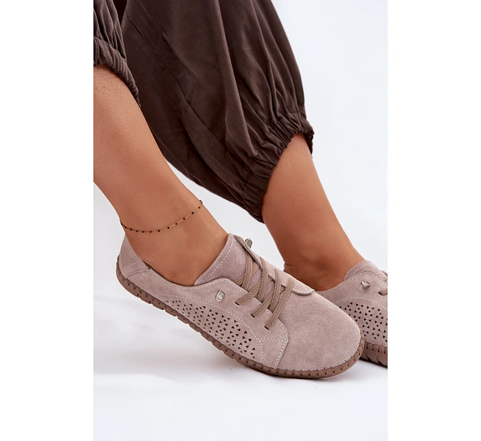 dámské polobotky z pravé semišové kůže Béžové model 22091735 - EVENTO dámské polobotky z pravé semišové kůže Béžové model 22091735 - EVENTO