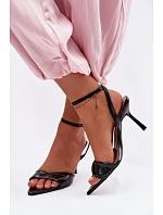 Dámské sandály na podpatku z eko kůže Černé Sedira Dámské sandály na podpatku z eko kůže Černé Sedira