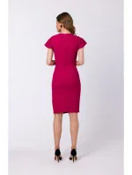 model 18360202 Plášťové šaty s páskem švestka - STYLOVE