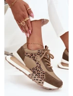 Dámské kožené tenisky na platformě s leopardím vzorem Artiker – hnědé Dámské kožené tenisky na platformě s leopardím vzorem Artiker – hnědé