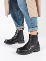 Komfortní kotníčkové boty dámské černé na širokém podpatku Komfortní kotníčkové boty dámské černé na širokém podpatku