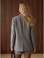 Dámská sako s kostkovaným vzorem, tmavě modré, FashionStreet PY0156