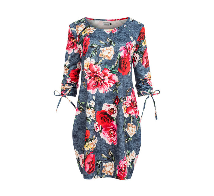 SOPHIE - Pohodlné dámské oversize šaty s květinovým vzorem na džínovině 281-2