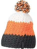 Daiber MB 7940 3-barevná háčkovaná čepice s bambulí 03.7940 carbon/orange/white
