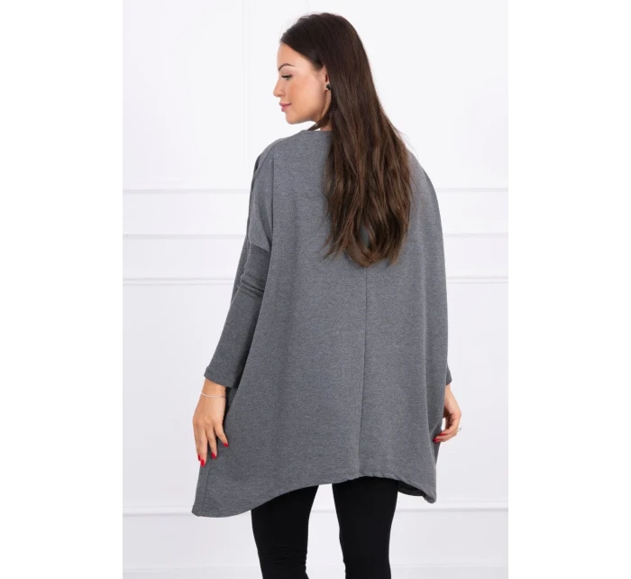 Oversize mikina s asymetrickými boky grafitová