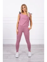 Kalhoty/oblek s nápisem selfie tmavě růžové