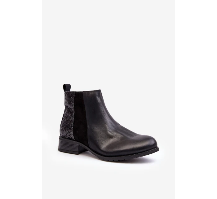 Dámské sbalené boty na plochém podpatku s cvočky černé Messio Dámské sbalené boty na plochém podpatku s cvočky černé Messio