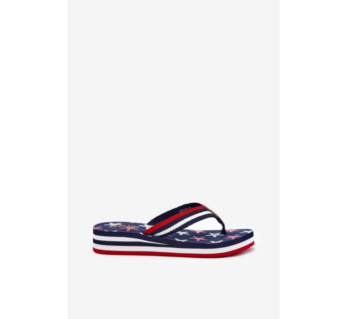 Dámské žabky na klínu Big Star RR274A127 tmavě modré