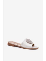 Dámské Pantofle Na Plochém Podpatku S Ozdobou model 21696751 Stříbrné - S.Barski