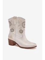 semišové kožené dámské boty s na podpatku zlaté model 21713178 - Zazoo semišové kožené dámské boty s na podpatku zlaté model 21713178 - Zazoo