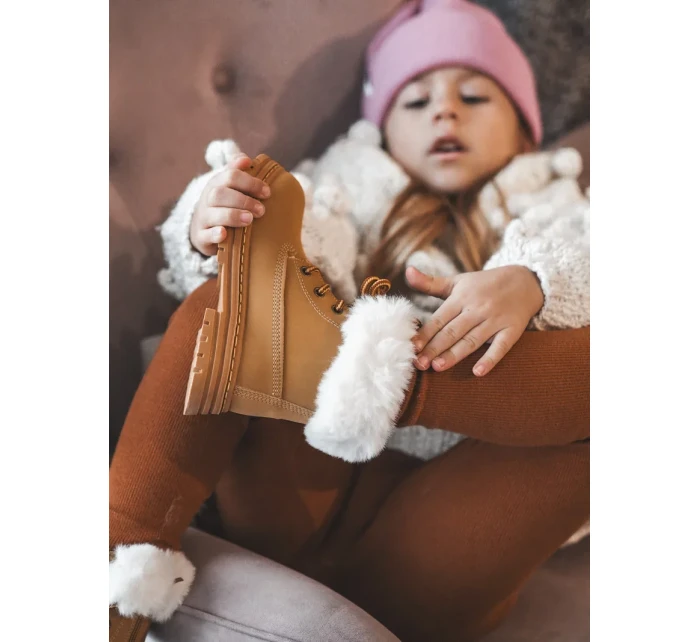 Dětské boty Trappers na zip s kožešinou Camel model 20034277 - Kesi